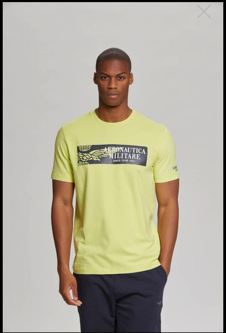 Aeronautica Militare T-shirt uomo giallo Lime Sc-50%  Girocollo manica corta