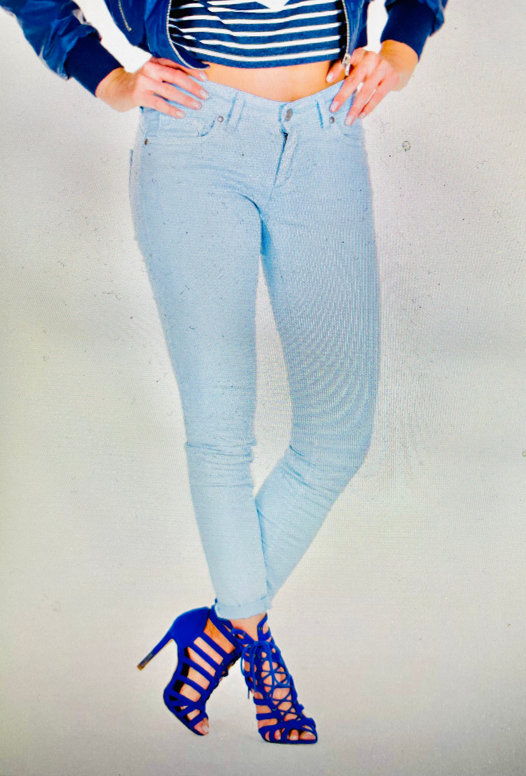 Pantalone jeans Donna Azzurro a gamba dritta