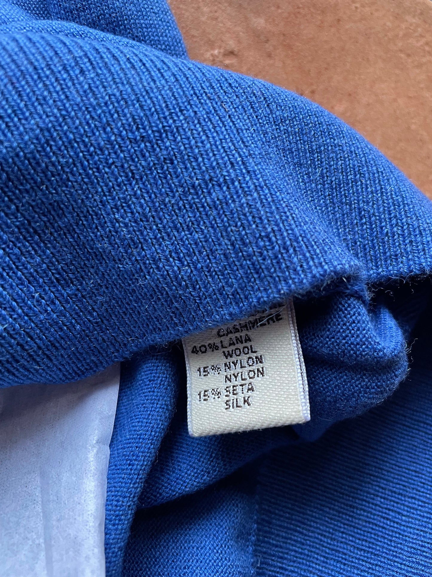 Cashmere Company maglia uomo blu Royal Sc-20% dolcevita in lana rasata Cashmere e lana