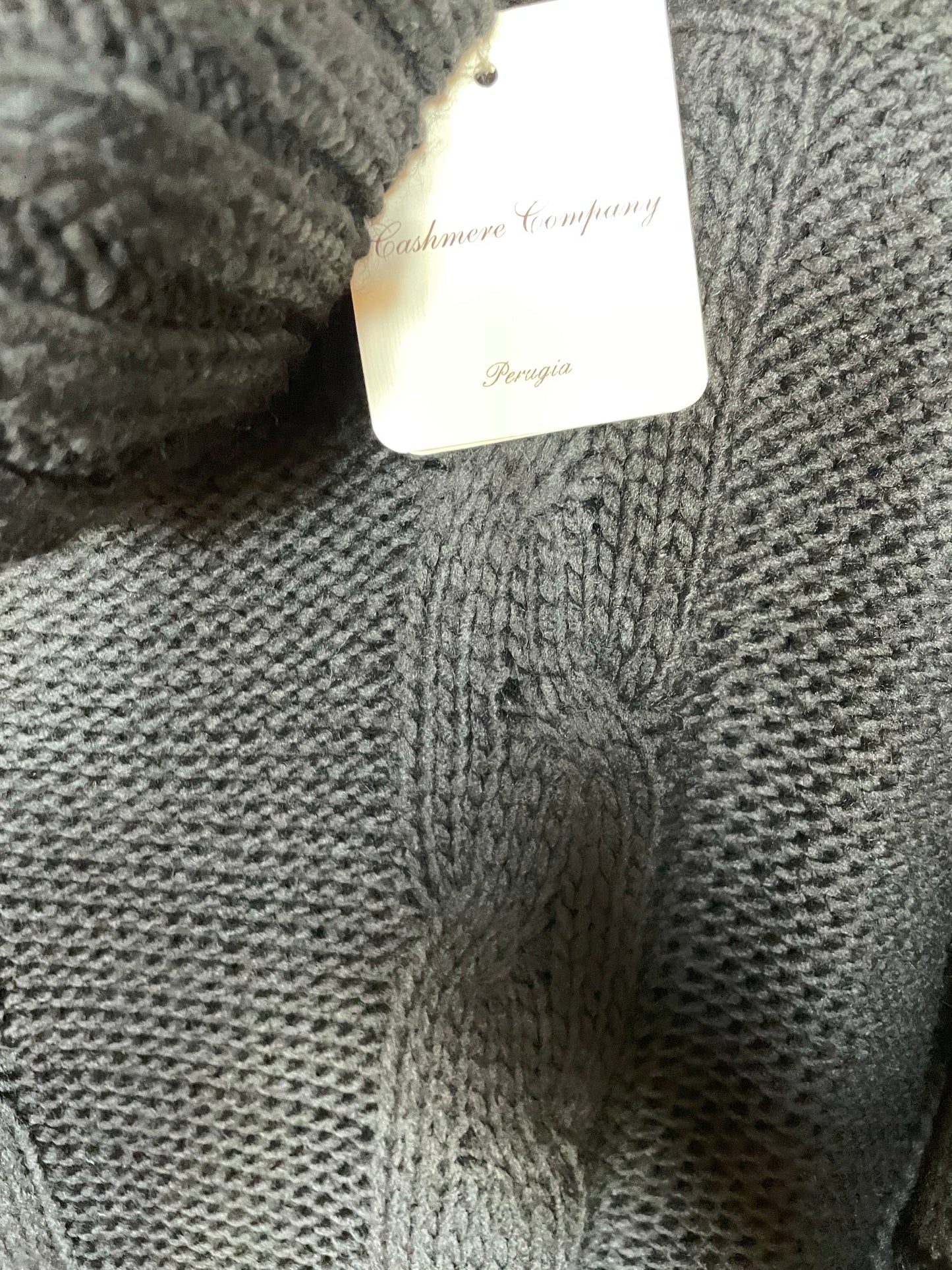 Cashmere Company maglia lana donna Nero SC-50% dolcevita trecce Made in Italy