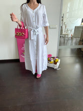 Carica l&#39;immagine nel visualizzatore di Gallery, Vestito lungo donna Sc-50%  in lino  Abito Bianco o Marrone Cashmere Company Vestito Made in Italy
