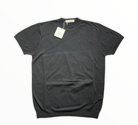 T-shirt Uomo nero Lino e cotone SC-30% Cashmere Company maglia mezza manica Made in Italy