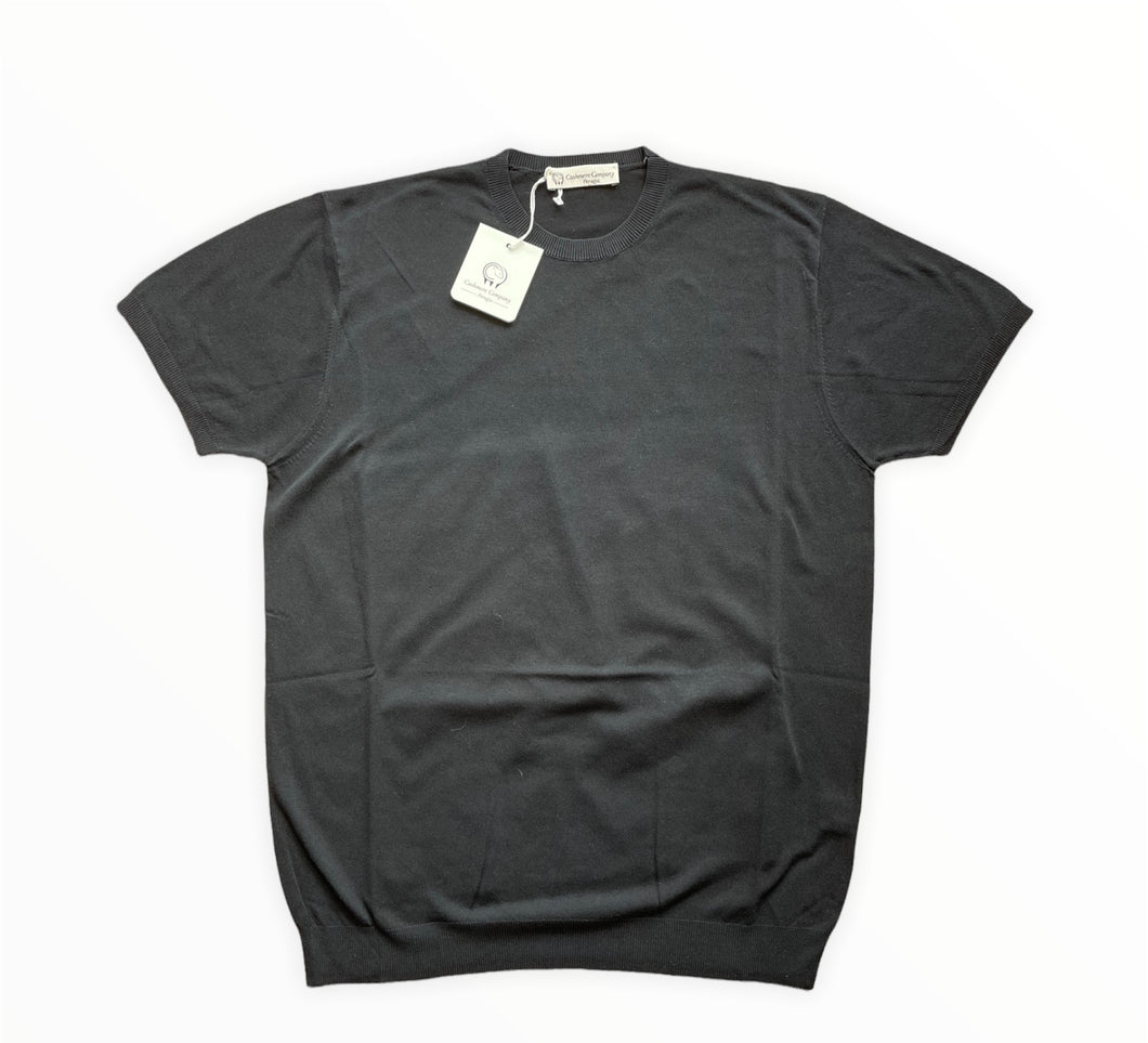 T-shirt Uomo nero Lino e cotone SC-20% Cashmere Company maglia mezza manica Made in Italy