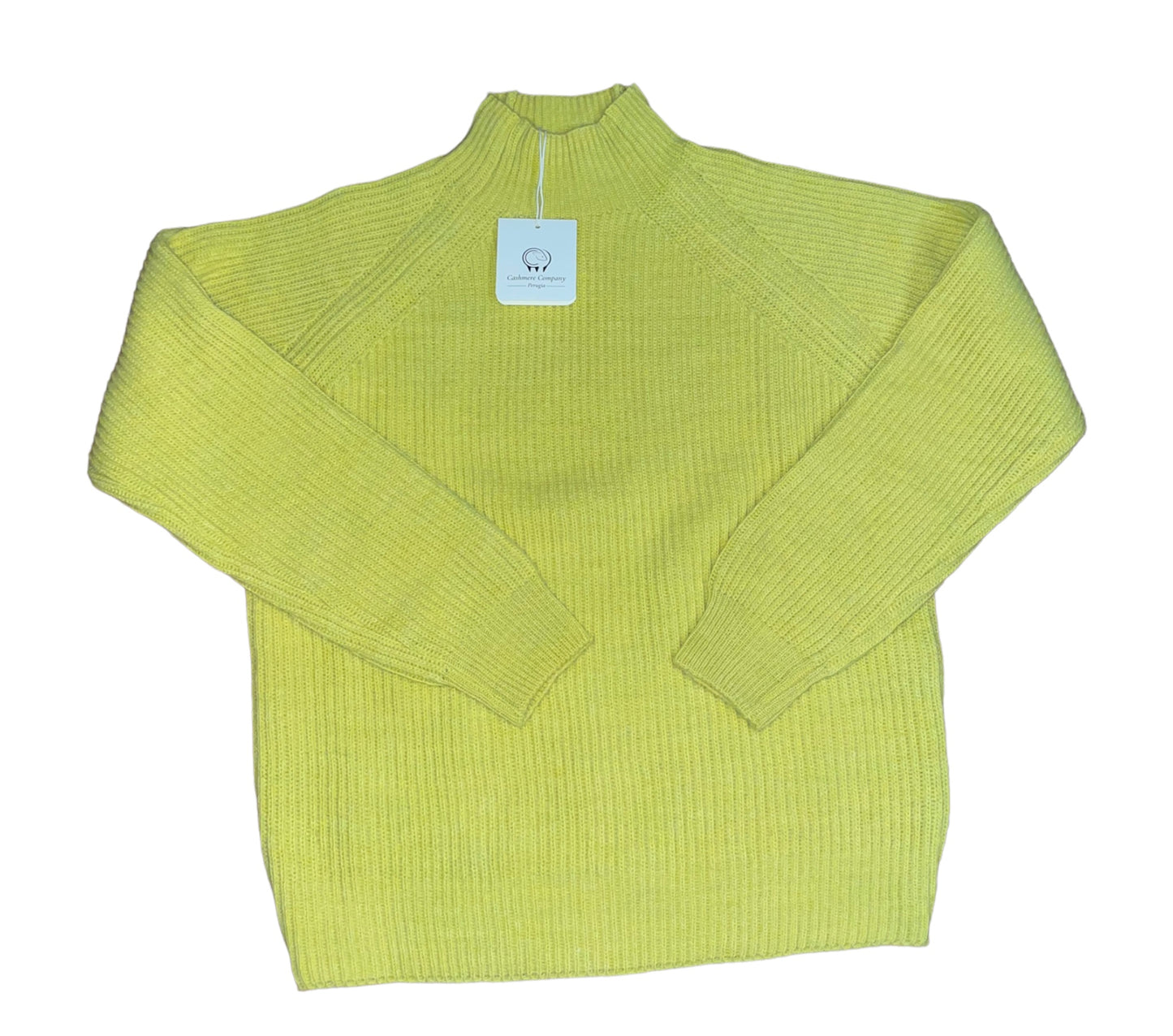 Cashmere Company maglia lana donna giallo lime dolcevita costa Inglese