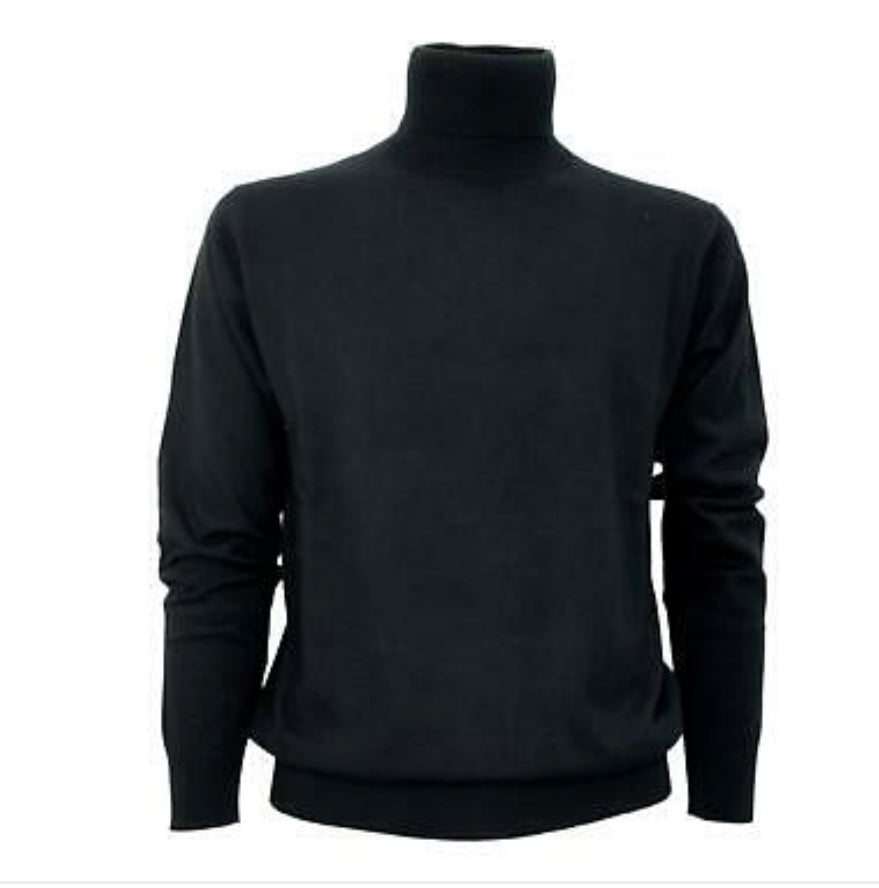 Cashmere Company maglia uomo nero dolcevita pullover sotto giacca  Cashmere Lana e Seta