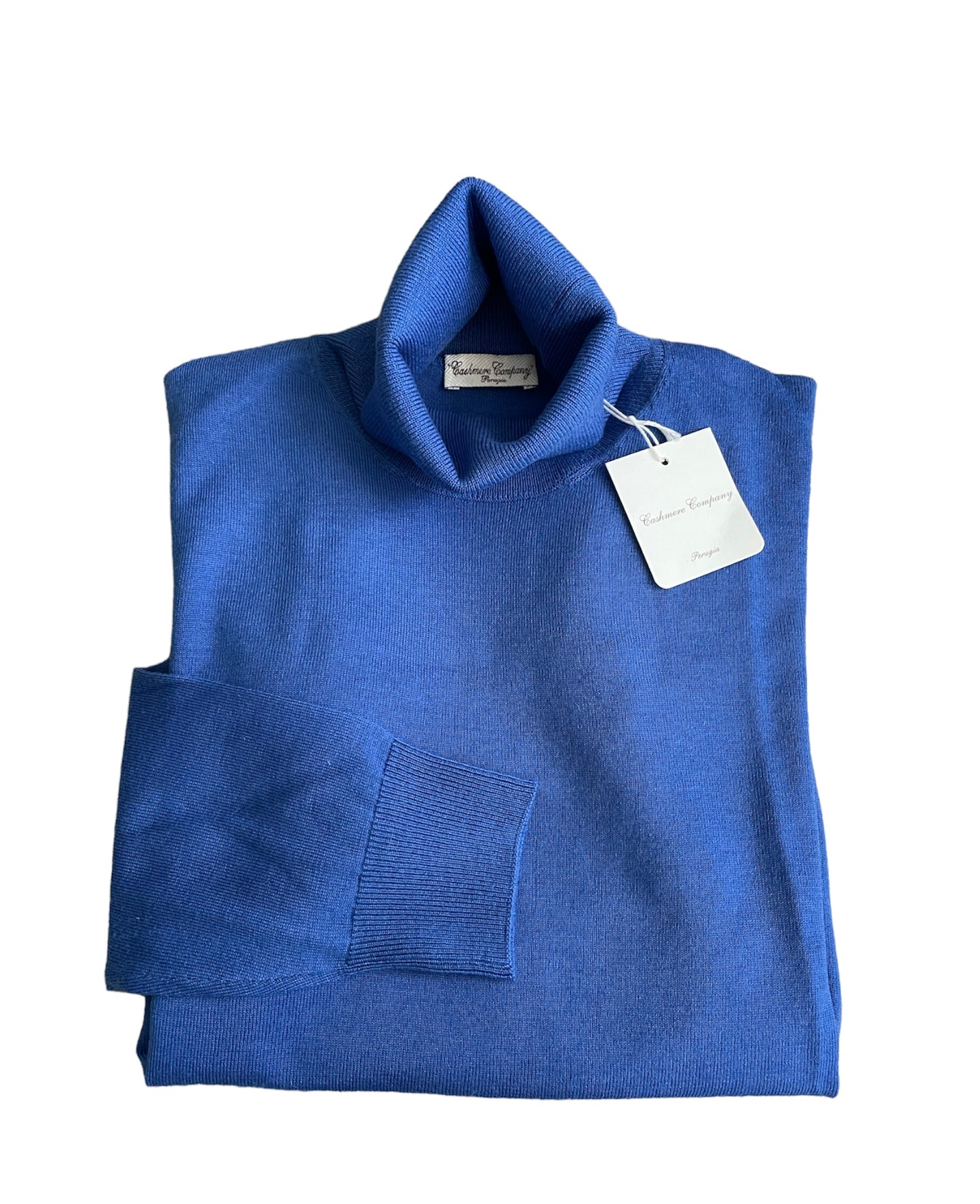 Cashmere Company maglia uomo blu Royal Sc-20% dolcevita in lana rasata Cashmere e lana