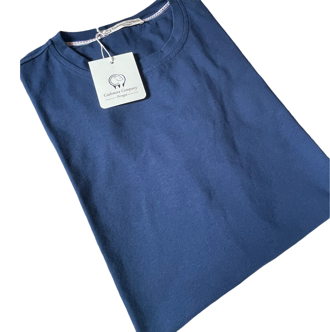 T shirt uomo basic  Blu Cashmere Company maglia cotone manica corta