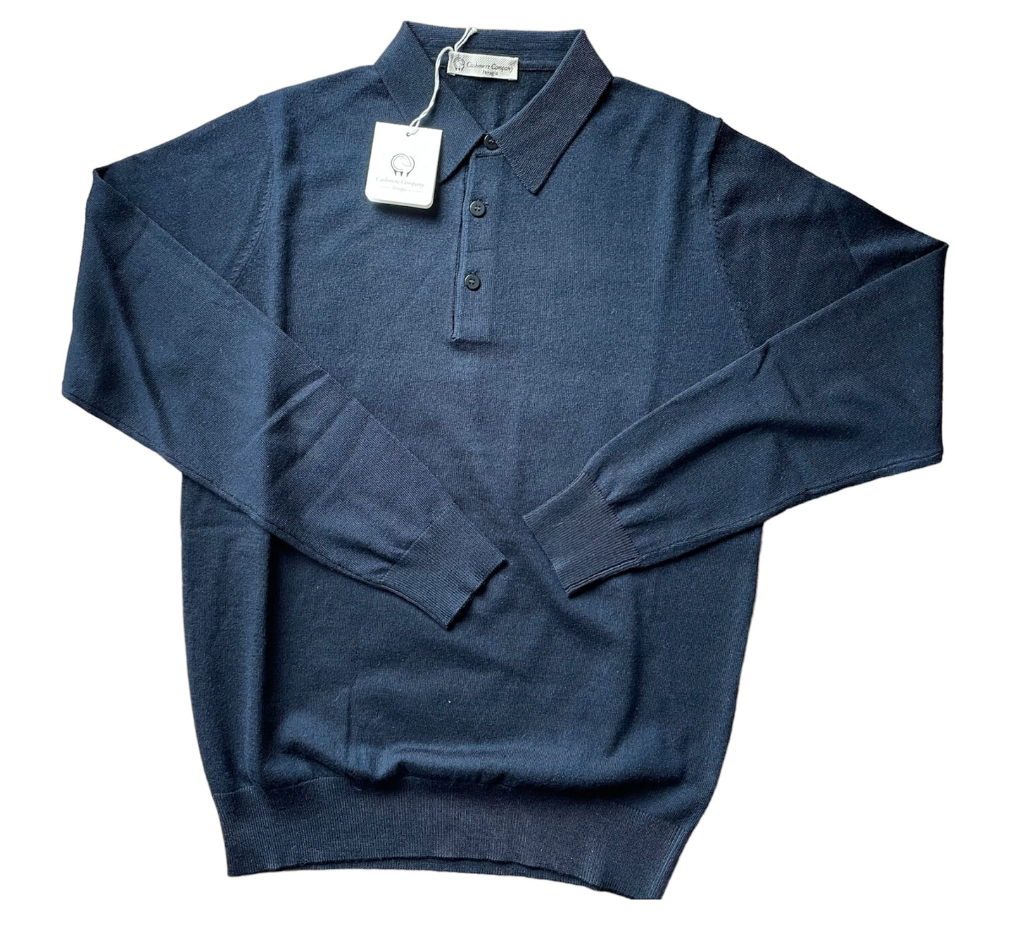 Cashmere Company Polo uomo blu  Lana Cashmere e Seta