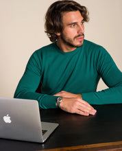 Carica l&#39;immagine nel visualizzatore di Gallery, Cashmere Company maglia uomo verde inglese  Girocollo Pullover Made in Italy
