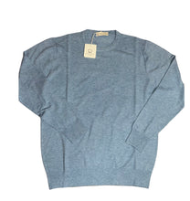 Carica l&#39;immagine nel visualizzatore di Gallery, Cashmere Company maglia girocollo uomo azzurro polvere  pullover Made in Italy
