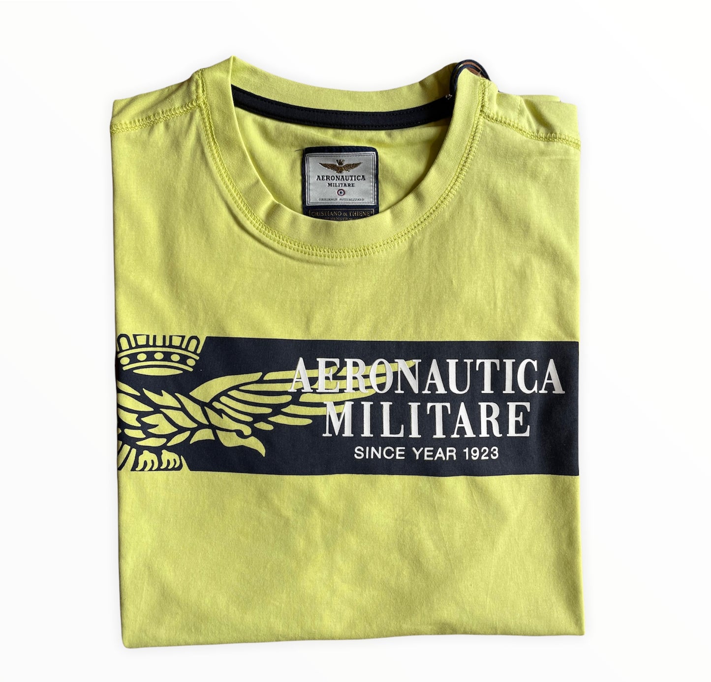 Aeronautica Militare T-shirt uomo giallo Lime Sc-50%  Girocollo manica corta