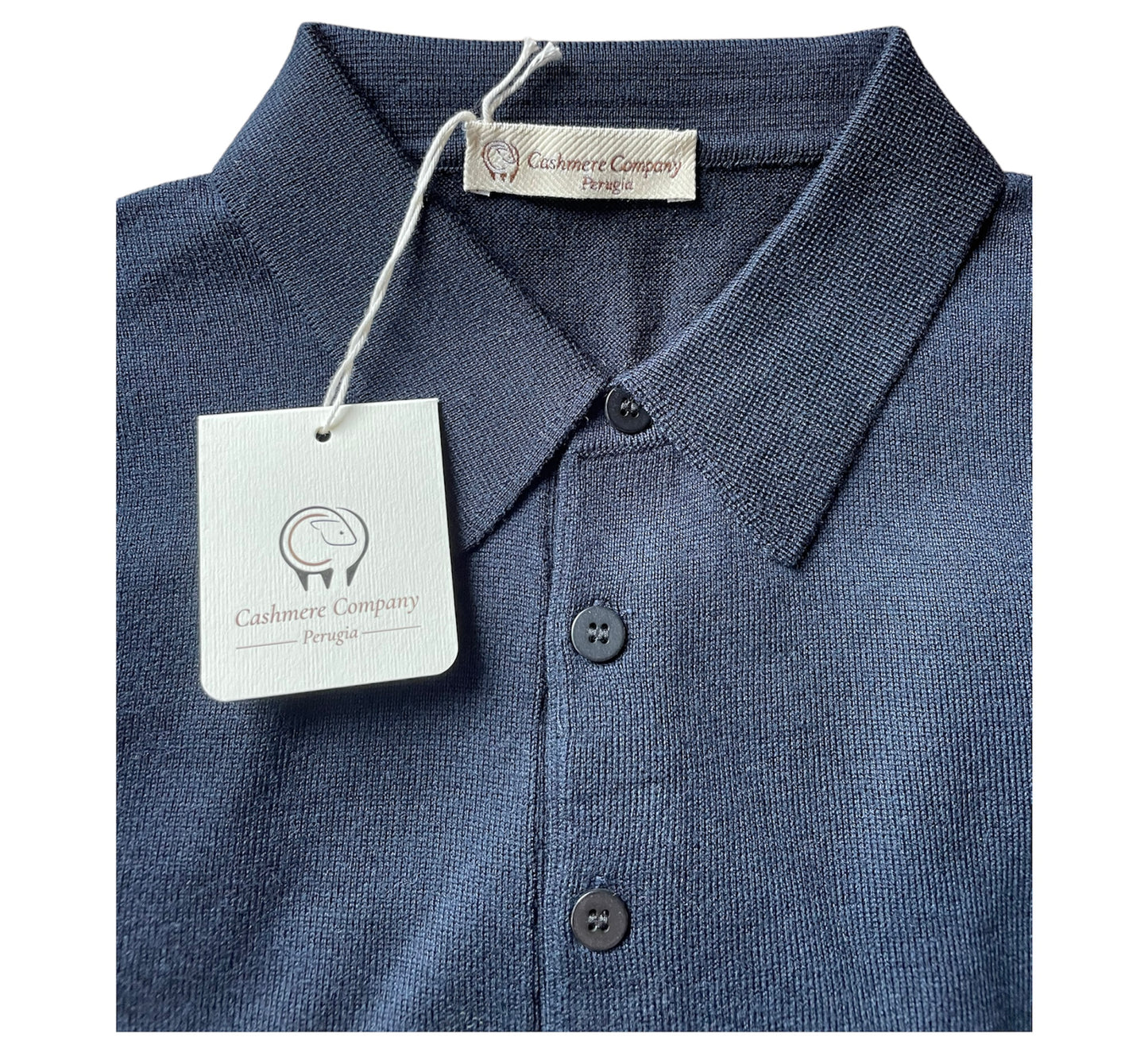 Cashmere Company Polo uomo blu  Lana Cashmere e Seta