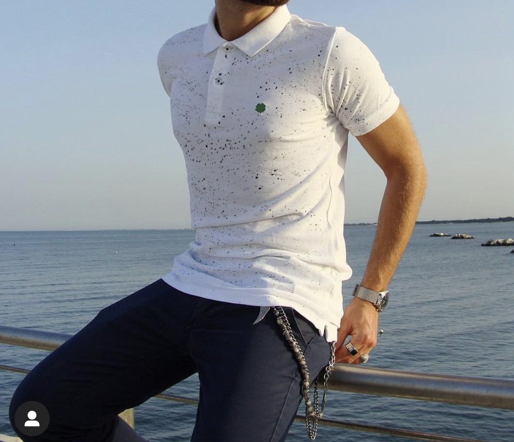 Polita t-shirt Polo uomo colore bianco SC-60% maglietta mezza manica