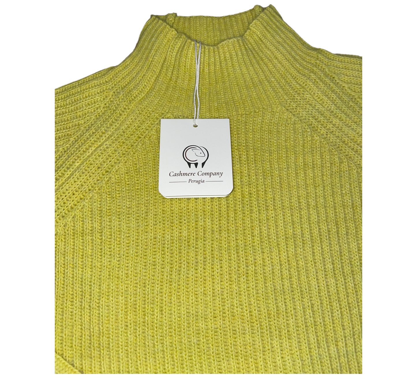 Cashmere Company maglia lana donna giallo lime dolcevita costa Inglese