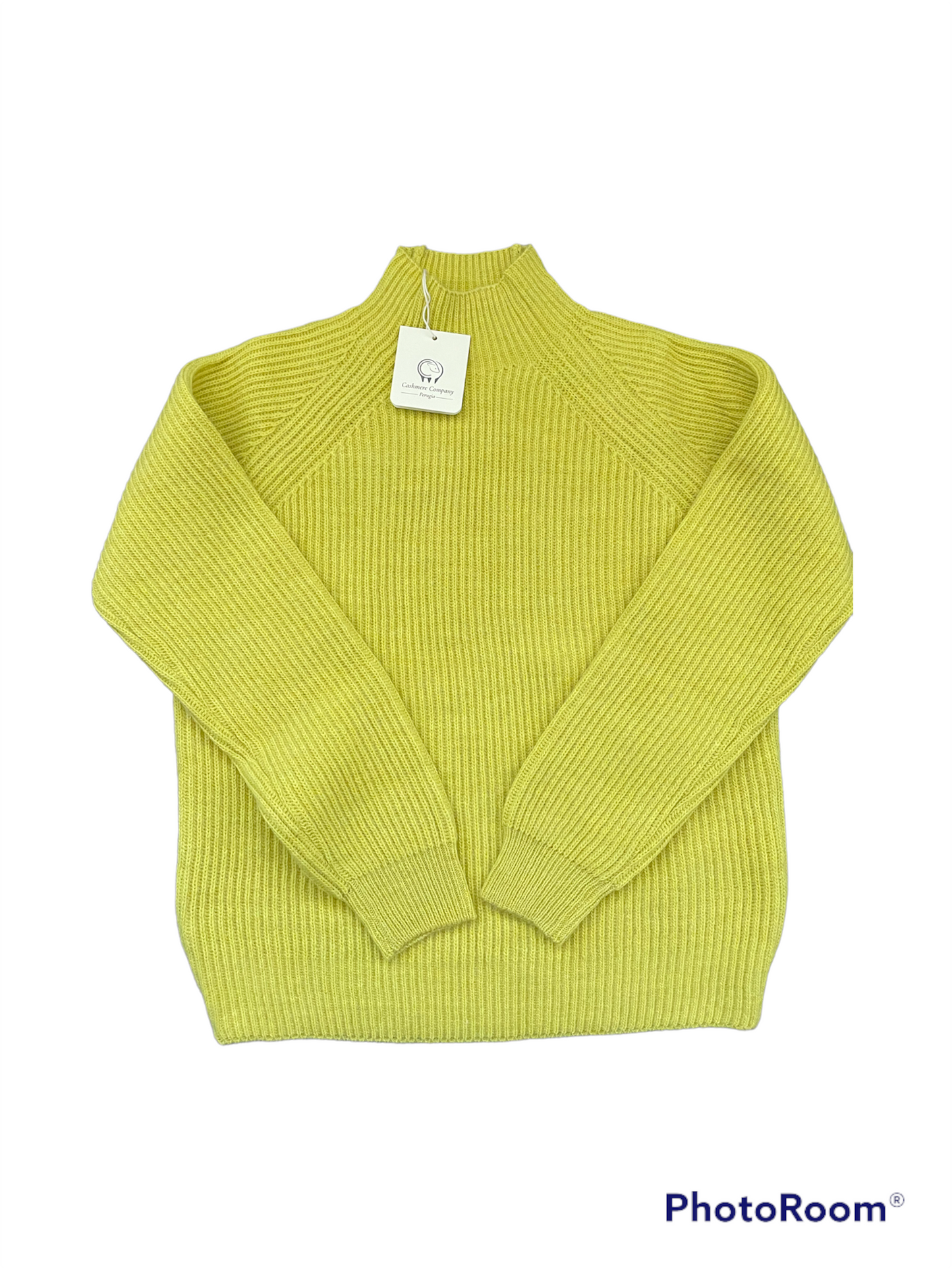 Cashmere Company maglia lana donna giallo lime dolcevita costa Inglese