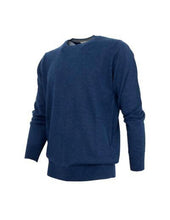 Carica l&#39;immagine nel visualizzatore di Gallery, Cashmere Company maglia uomo Blu girocollo  Lana Cashmere e Seta
