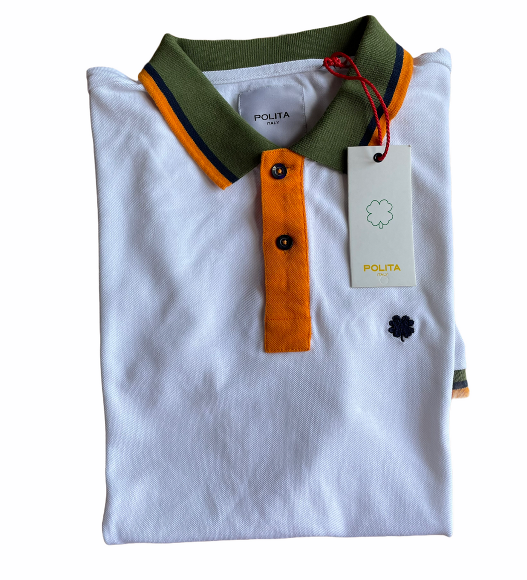 Polita Polo Bianco Sc -60% uomo maglietta  mezza manica Tag M
