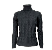 Carica l&#39;immagine nel visualizzatore di Gallery, Cashmere Company Maglia Donna Dolcevita treccia nero Made in Italy Cashmere e lana
