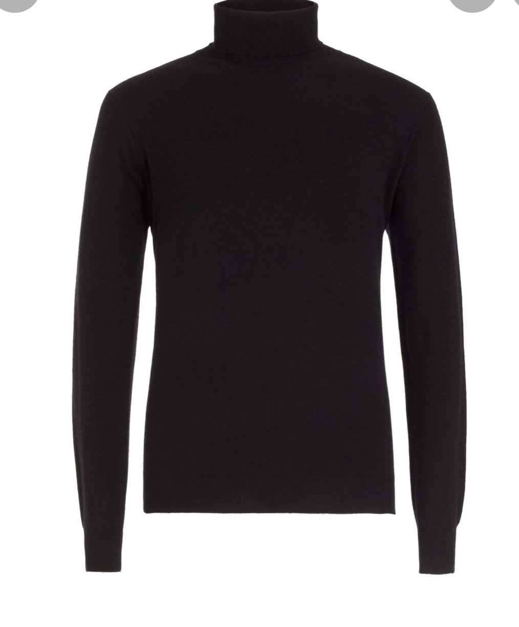 Cashmere Company maglia uomo nero dolcevita pullover sotto giacca  Cashmere Lana e Seta