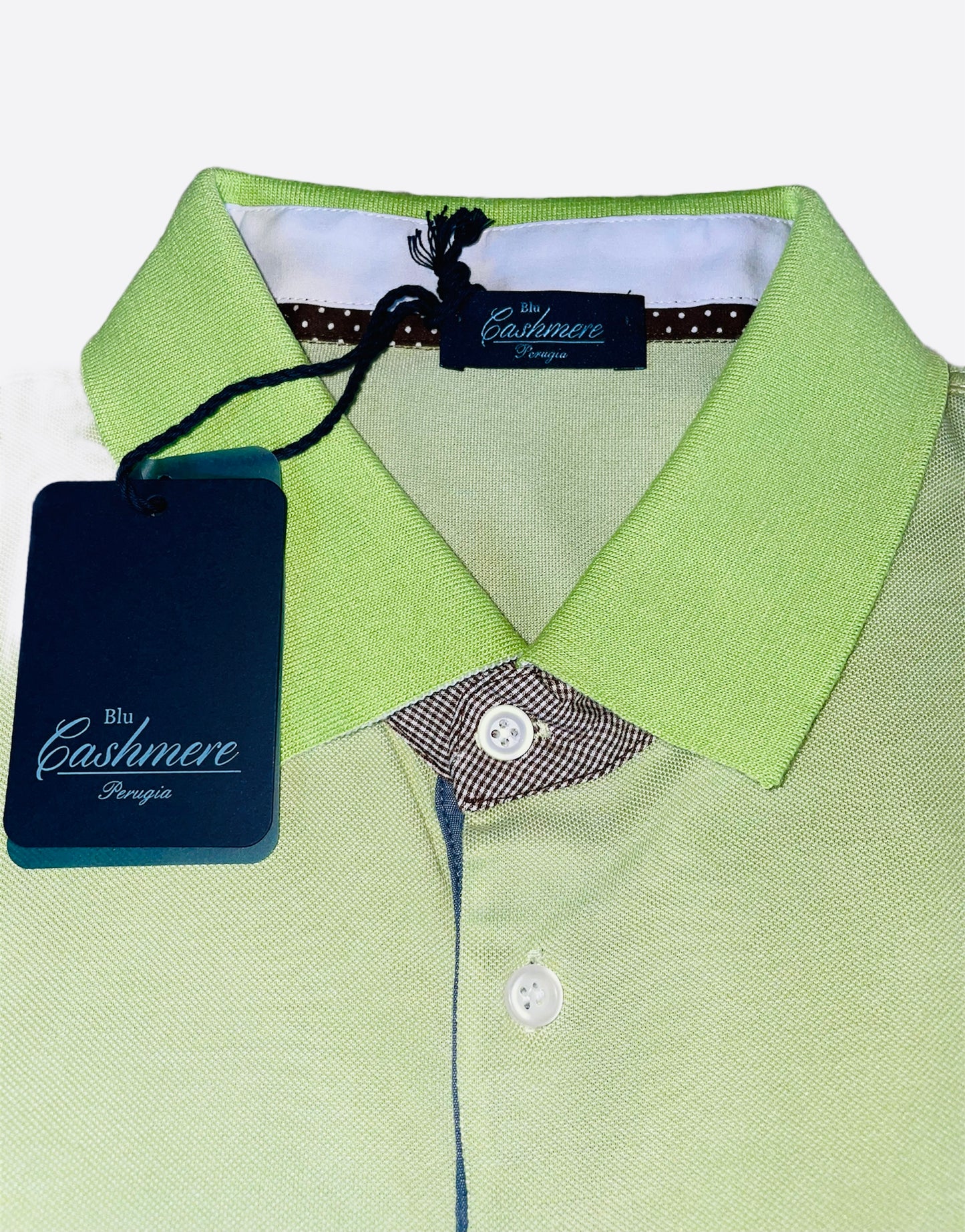 Polo Uomo cotone e seta verde SC-50%  mela Blu Cashmere manica corta con taschino |Emme Fashion Store