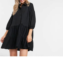 Carica l&#39;immagine nel visualizzatore di Gallery, Vestito donna Stile Positano Sc-50% abito a camicia nero e azzurro
