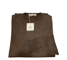 Carica l&#39;immagine nel visualizzatore di Gallery, Cashmere Company maglia uomo marrone girocollo lana Cashmere e Seta
