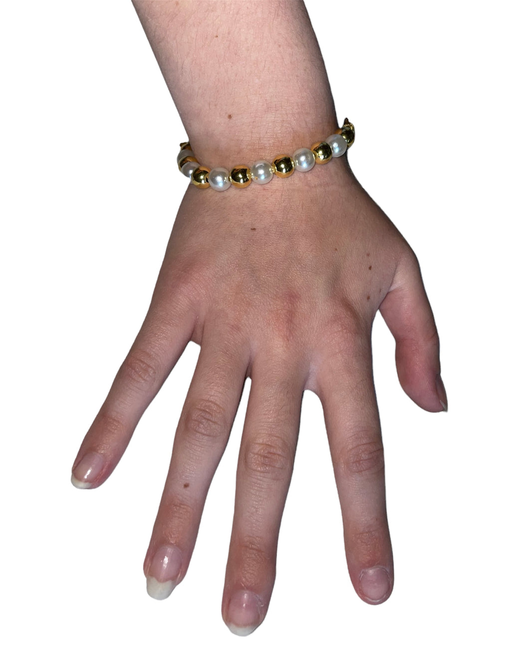 Bracciale fatto a mano  perline colore oro e Bianco