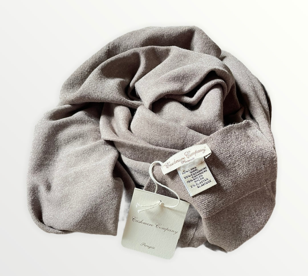 Cashmere Company Stola Donna Colore Fango Sciarpa Scialle Grande Made in Italy Lana e Cashmere