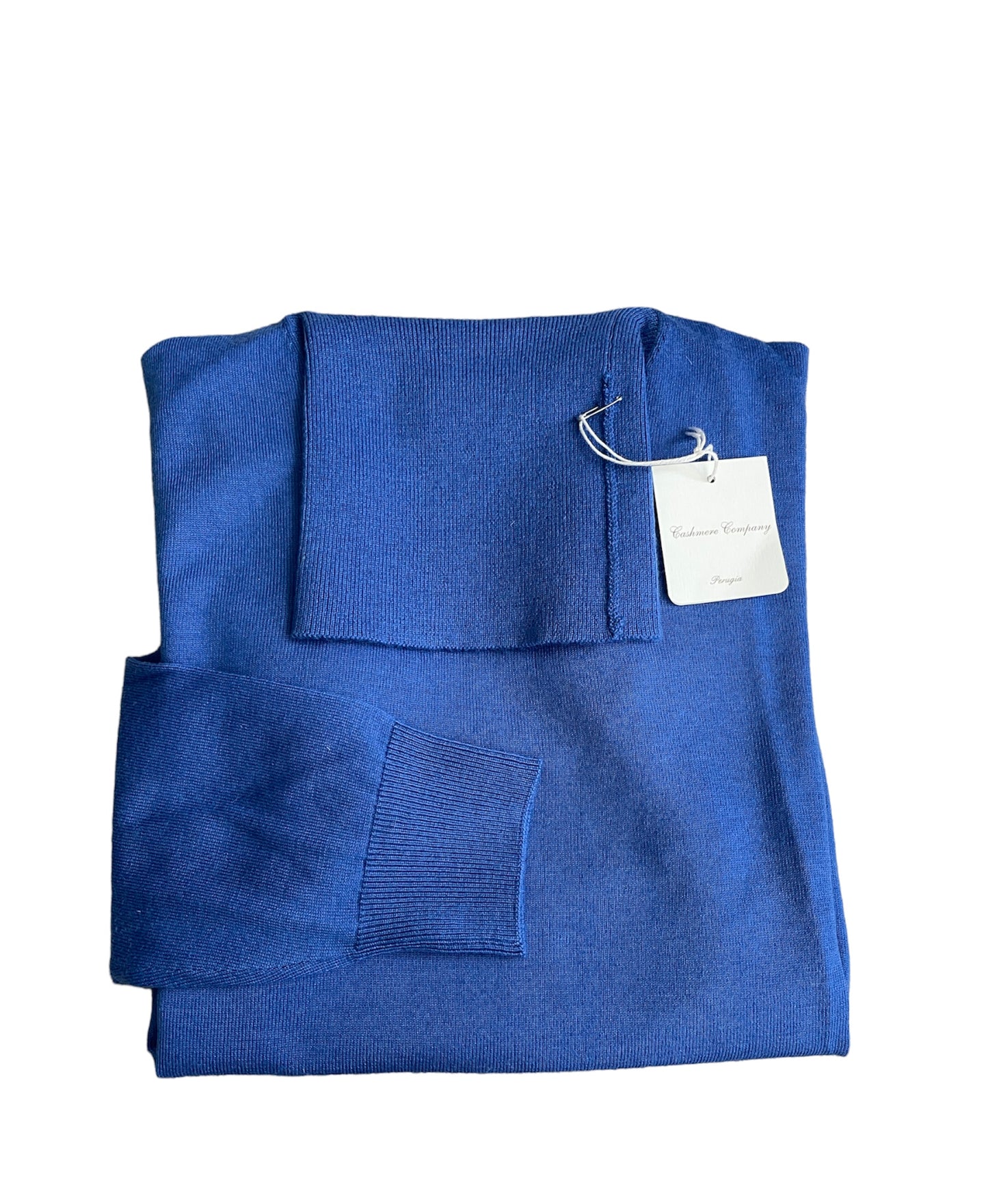 Cashmere Company maglia uomo blu Royal Sc-20% dolcevita in lana rasata Cashmere e lana