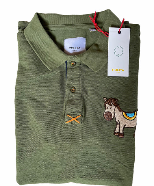 Polita t-shirt Polo uomo maglietta colore verde mezza manica tag M