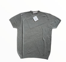 Carica l&#39;immagine nel visualizzatore di Gallery, T-shirt uomo verde Lino e cotone SC-20% Cashmere Company mezza manica Made in Italy
