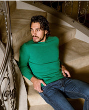 Carica l&#39;immagine nel visualizzatore di Gallery, Cashmere Company maglia uomo verde inglese  Girocollo Pullover Made in Italy
