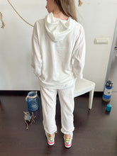 Carica l&#39;immagine nel visualizzatore di Gallery, Tuta Donna colore bianco in  cotone felpa con tasche  e pantalone sc-50%
