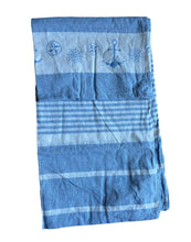 Carica l&#39;immagine nel visualizzatore di Gallery, Telo mare e spiaggia asciugamani blu e azzurro 100% cotone
