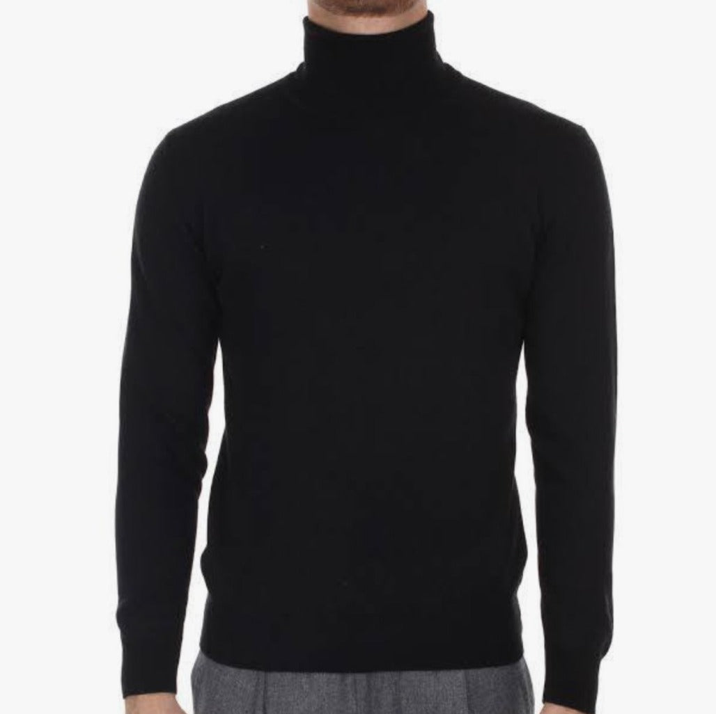 Cashmere Company maglia uomo nero dolcevita pullover sotto giacca  Cashmere Lana e Seta