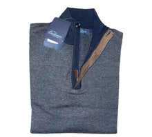 Carica l&#39;immagine nel visualizzatore di Gallery, Blu Cashmere maglia uomo blu sale e pepe mezza zip lana Cashmere e Seta
