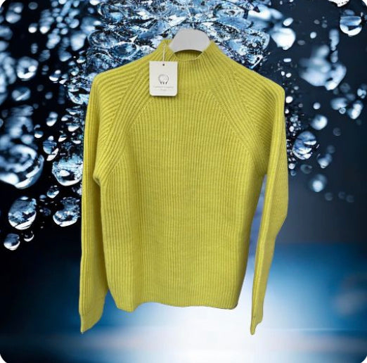 Cashmere Company maglia lana donna giallo lime dolcevita costa Inglese