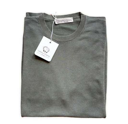 T-shirt uomo verde Lino e cotone SC-30% Cashmere Company mezza manica Made in Italy