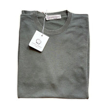 Carica l&#39;immagine nel visualizzatore di Gallery, T-shirt uomo verde Lino e cotone SC-20% Cashmere Company mezza manica Made in Italy

