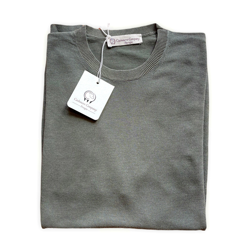 T-shirt uomo verde Lino e cotone SC-20% Cashmere Company mezza manica Made in Italy