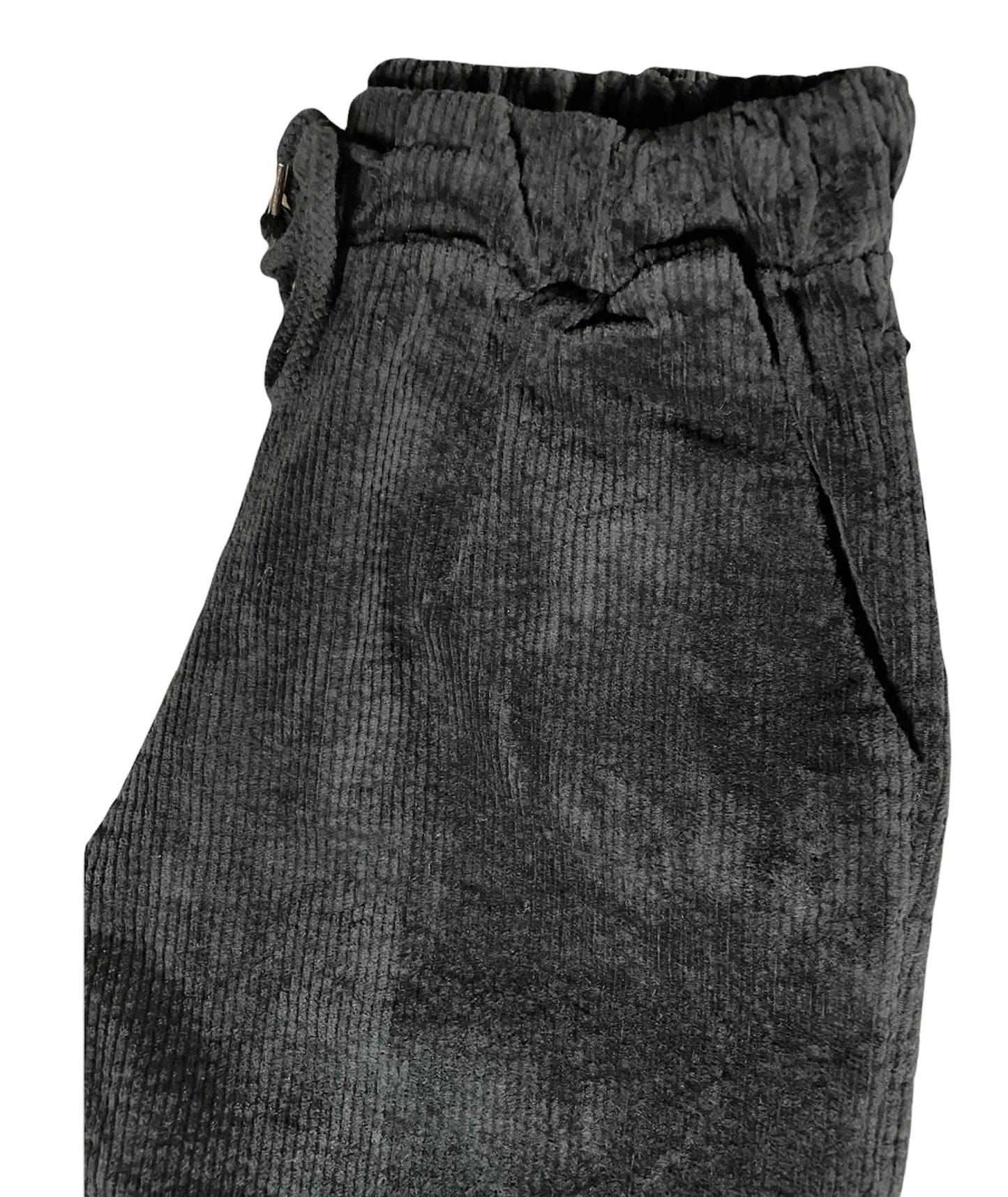 Pantalone Donna nero di velluto a coste SC-50% con laccetto e tasche