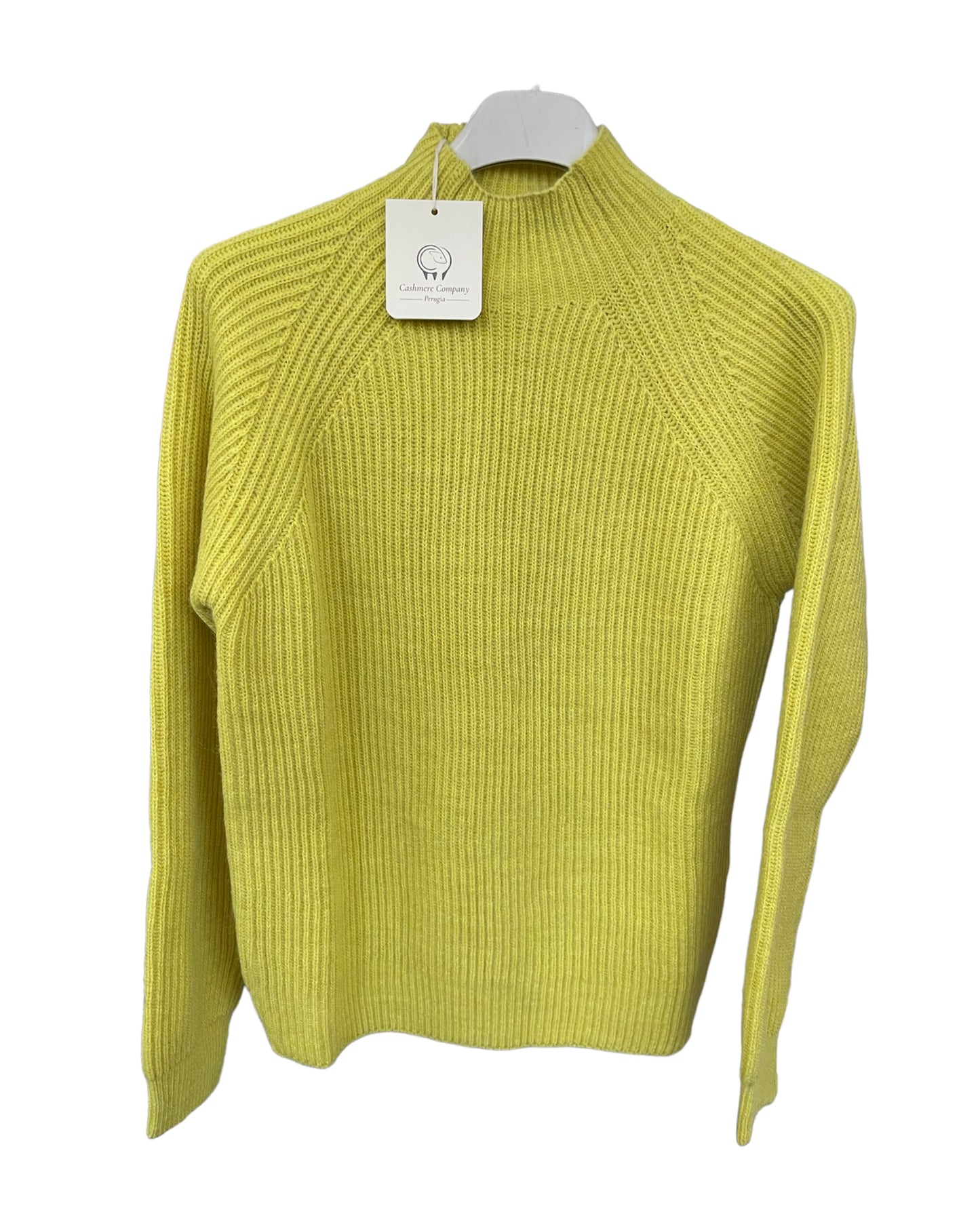 Cashmere Company maglia lana donna giallo lime dolcevita costa Inglese