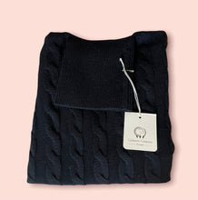 Carica l&#39;immagine nel visualizzatore di Gallery, Cashmere Company Maglia Donna Dolcevita treccia nero Made in Italy Cashmere e lana
