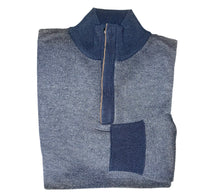 Carica l&#39;immagine nel visualizzatore di Gallery, Blu Cashmere maglia uomo blu sale e pepe mezza zip lana Cashmere e Seta
