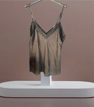 Carica l&#39;immagine nel visualizzatore di Gallery, Top donna elegante canotta pizzo e raso sc-50% nero beige rosa
