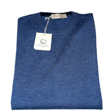 Carica l&#39;immagine nel visualizzatore di Gallery, Cashmere Company maglia uomo Blu girocollo  Lana Cashmere e Seta
