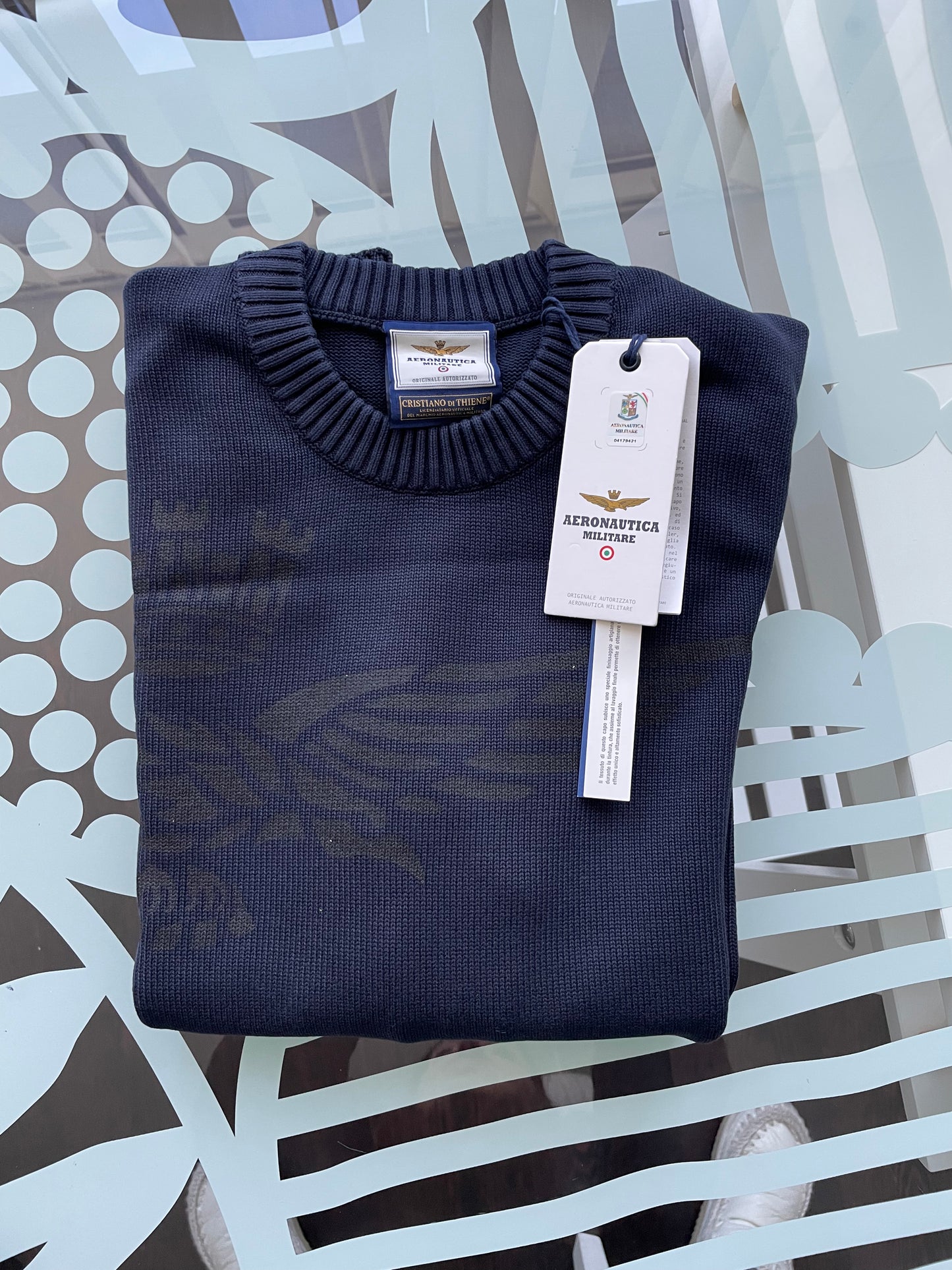 Aeronautica Militare Maglia Uomo Blu Sc-50% manica lunga cotone