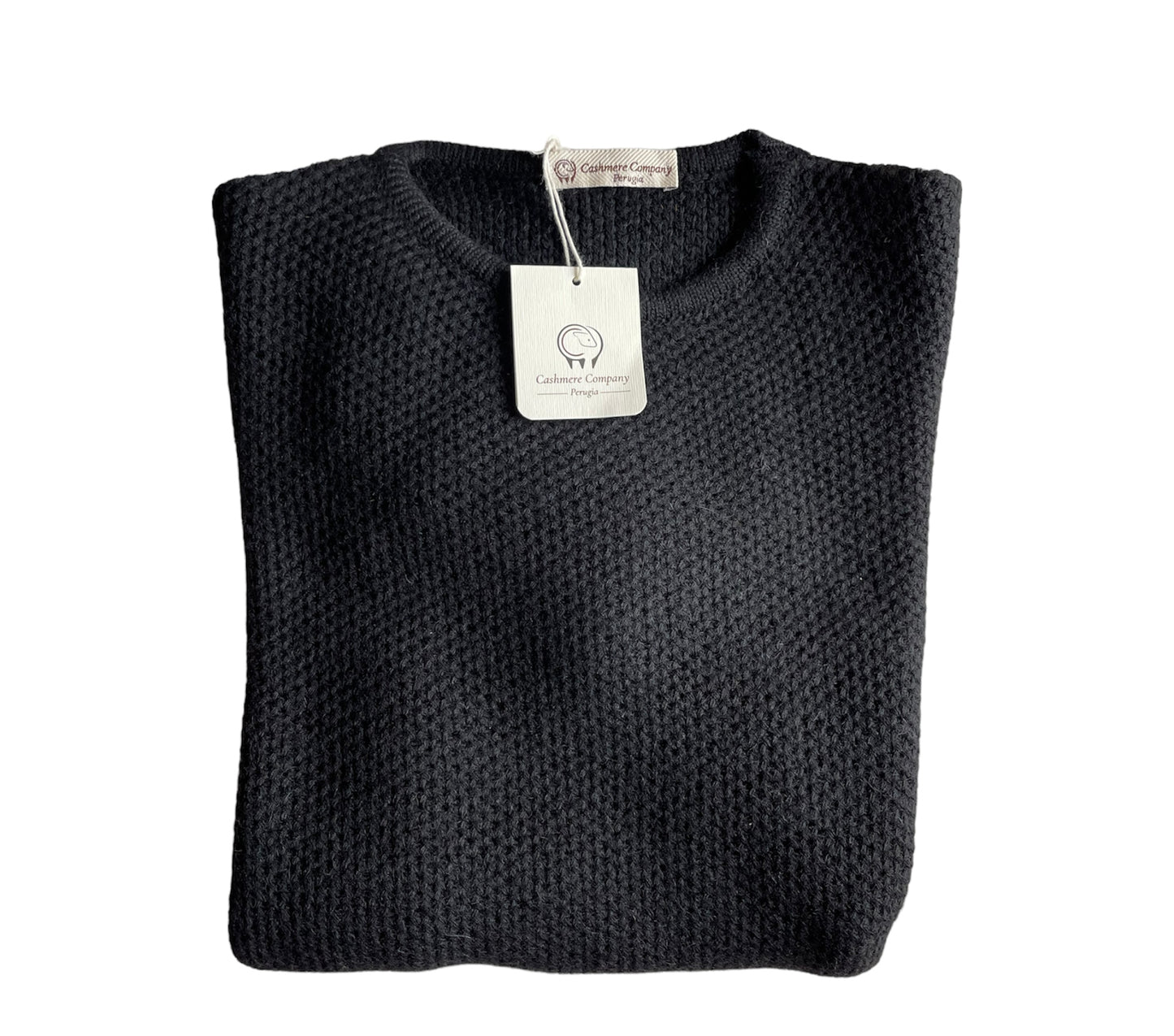 Cashmere Company maglia donna Nero girocollo punto canestro Made in Italy