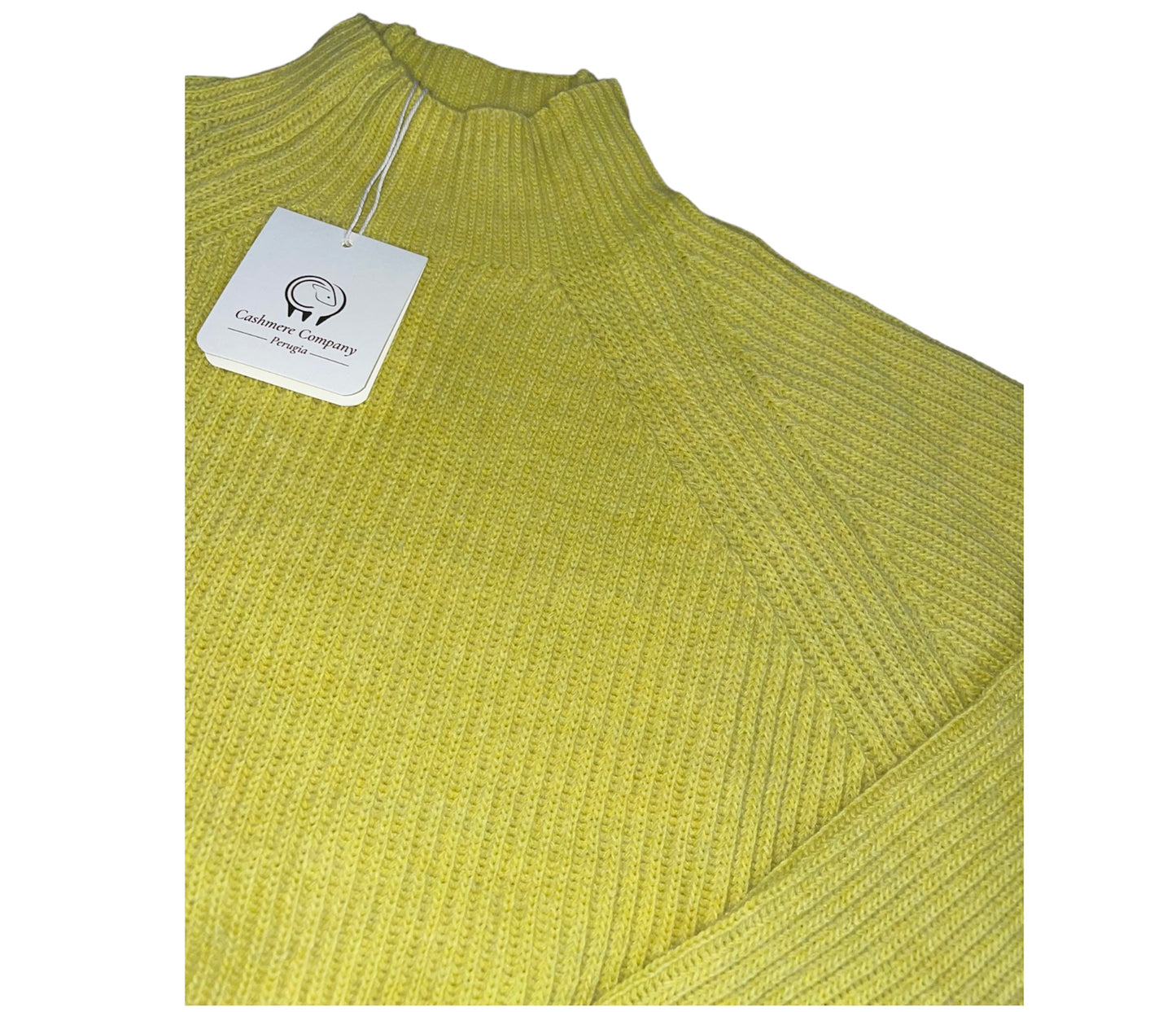 Cashmere Company maglia lana donna giallo lime dolcevita costa Inglese