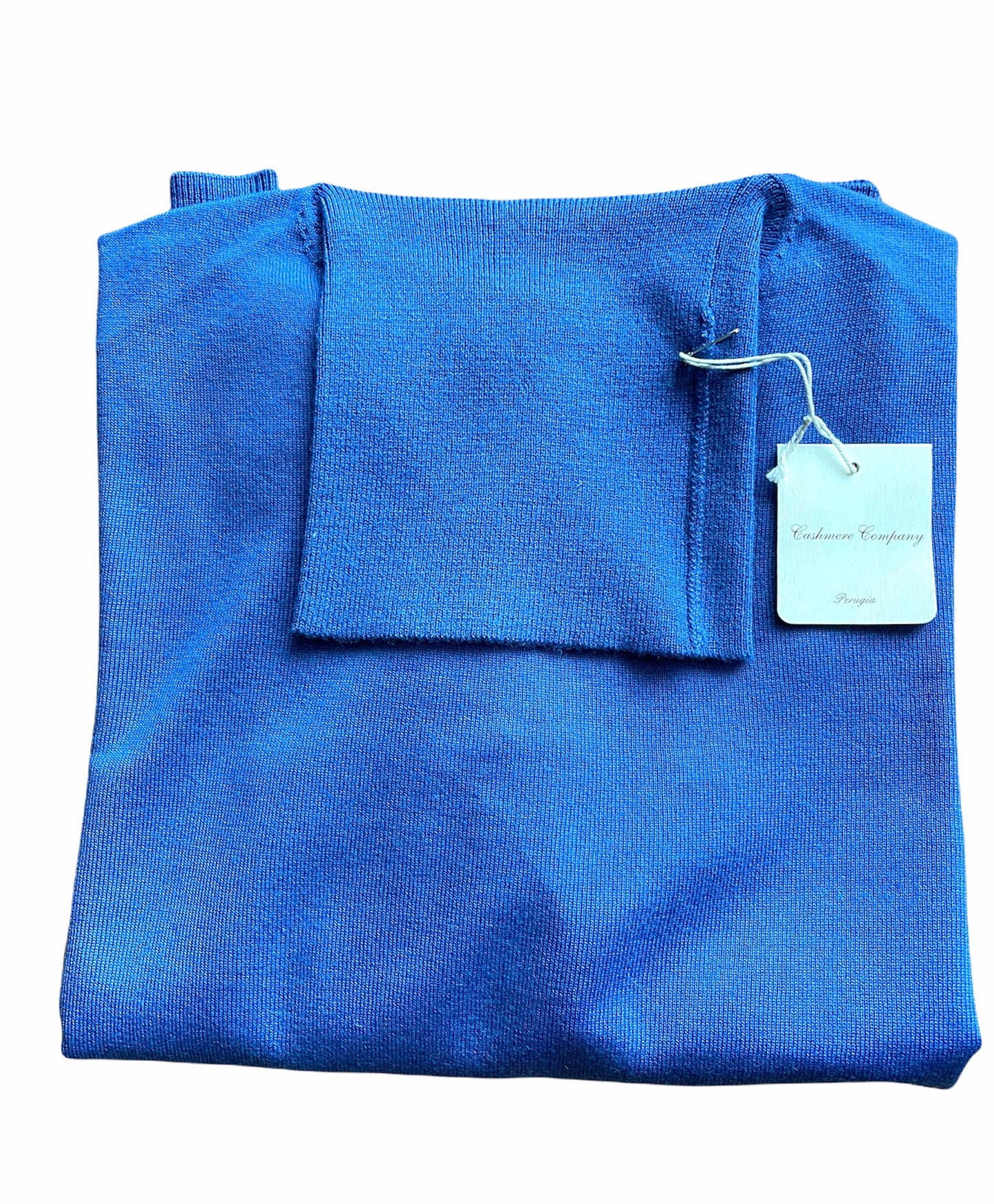 Cashmere Company maglia uomo blu Royal Sc-20% dolcevita in lana rasata Cashmere e lana